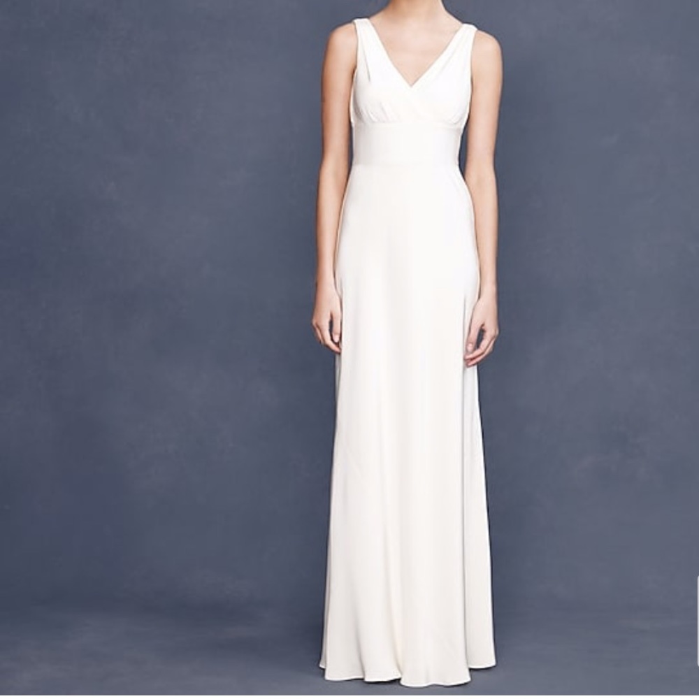 J Crew Sophia Gown in Tricotine Silk White 8